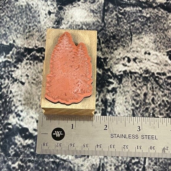 Inkadinkado Pine Tree Wood Stamp for Arts and Crafts, 2.5'' W x 1.5'' L - Picture 6 of 7
